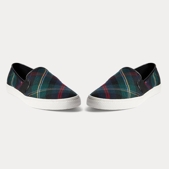 Ralph Lauren Shoes - new Ralph Lauren JINNY Green Madras Plaid LRL Slip-On Sneaker - Women's Size 8